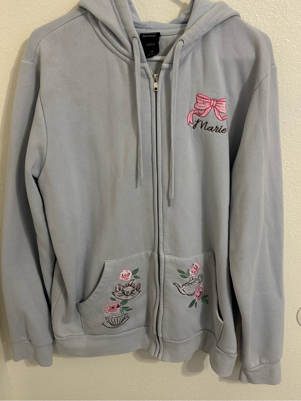 Disney The Aristocats Marie Teacup Zipped Hoodie Embroidered Exclusive Size L